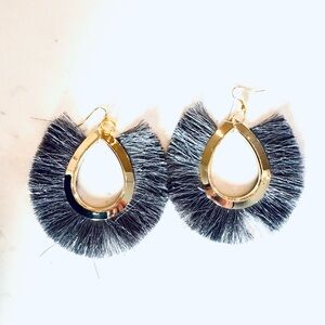 Statement Gold and Black Teardrop Earrings